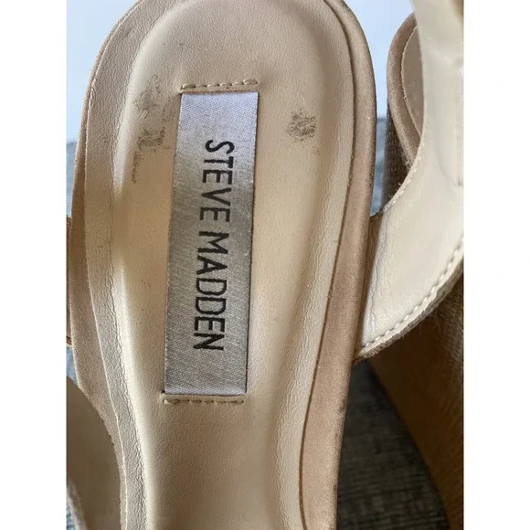 Steve Madden Citrus Platform Wedge Sandals Size US 8.5 In Nude - Picture 4 of 9